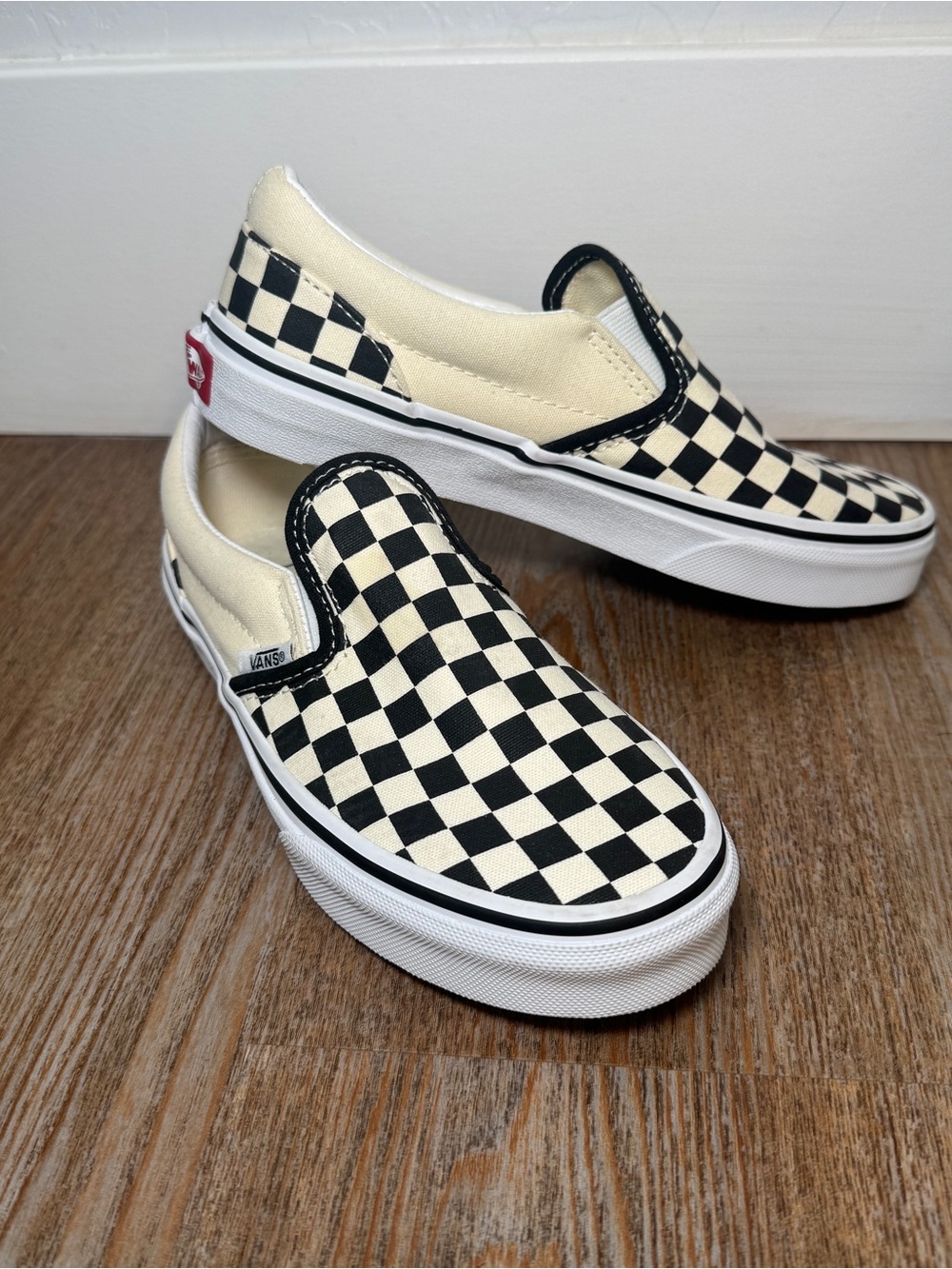 Vans Classic Slip-On Kids Size 3 Black White Checkerboard Canvas Skate Shoe Y